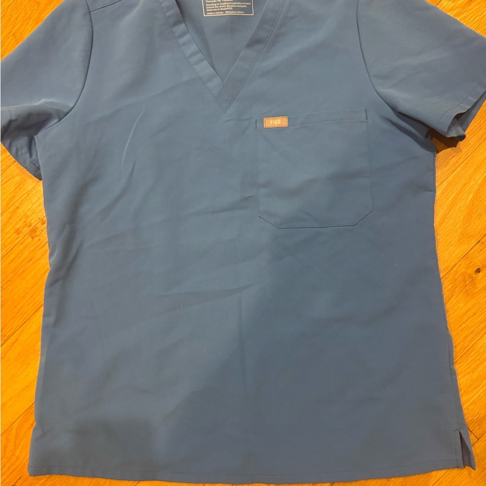 Figs Women's Blue V-Neck Blouse